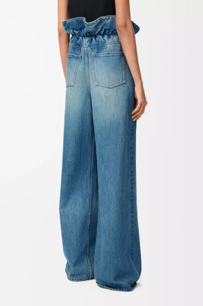 Jean flamenco en denim bleu denim