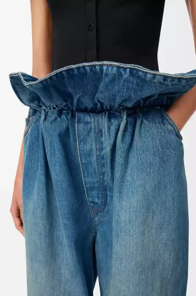 Jean flamenco en denim bleu denim