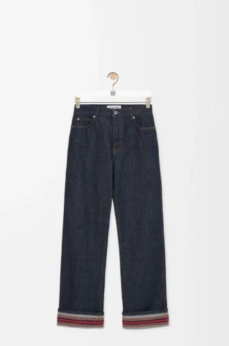 Jean à revers en denim Denim brut/Bleu