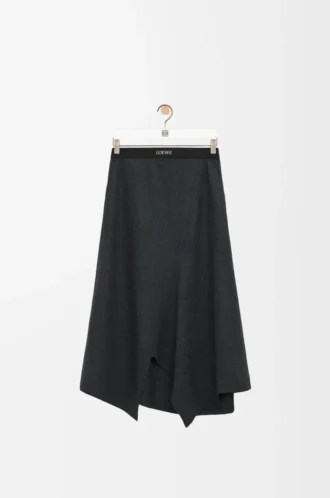 Jupe asymétrique en laine et cachemire Charcoal Melange