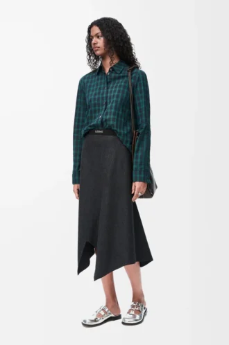 Jupe asymétrique en laine et cachemire Charcoal Melange