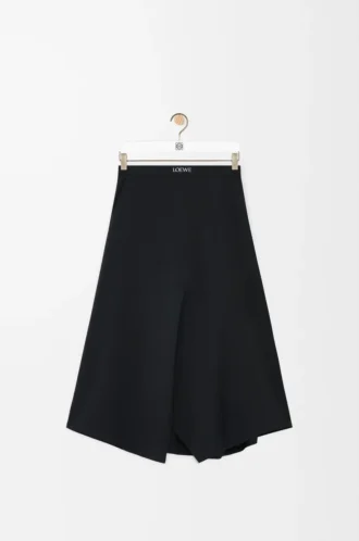Jupe asymétrique en laine Noir