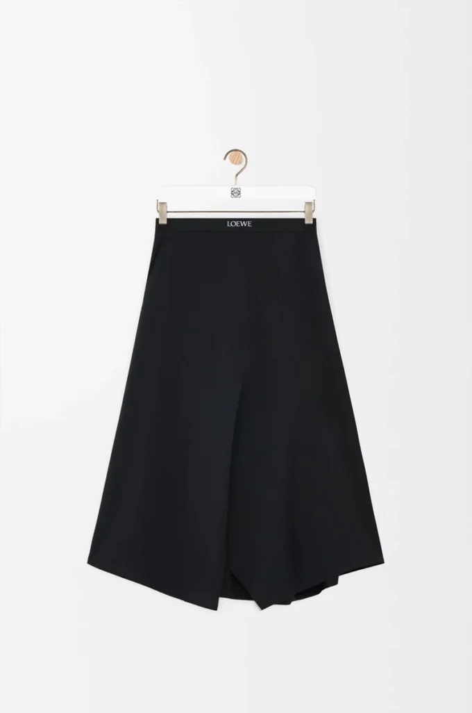 Jupe asymétrique en laine Noir