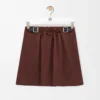Jupe ceinturée en coton et soie Café