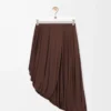 Jupe drapée en viscose, couleur café