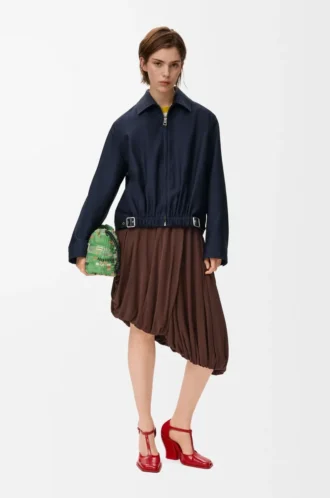 Jupe drapée en viscose, couleur café