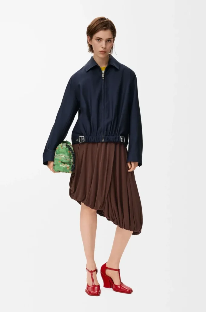 Jupe drapée en viscose, couleur café