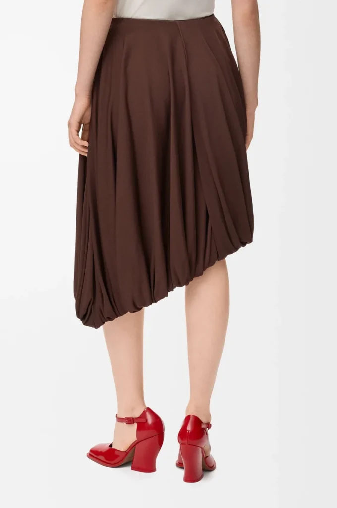 Jupe drapée en viscose, couleur café