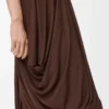 Jupe drapée en viscose, couleur café
