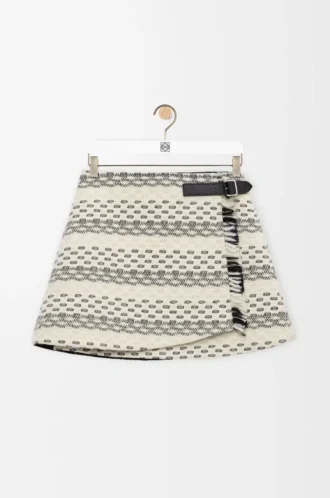 Jupe en jacquard de laine mélangée Noir/Blanc