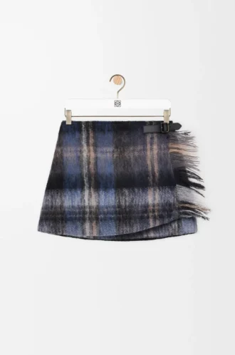 Jupe en mohair et laine mélangés Bleu/Multicolore