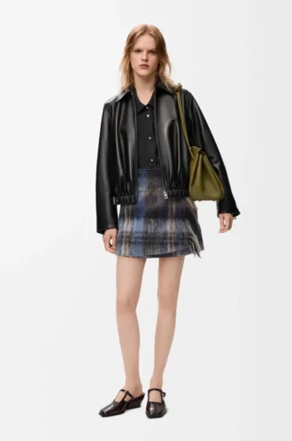 Jupe en mohair et laine mélangés Bleu/Multicolore