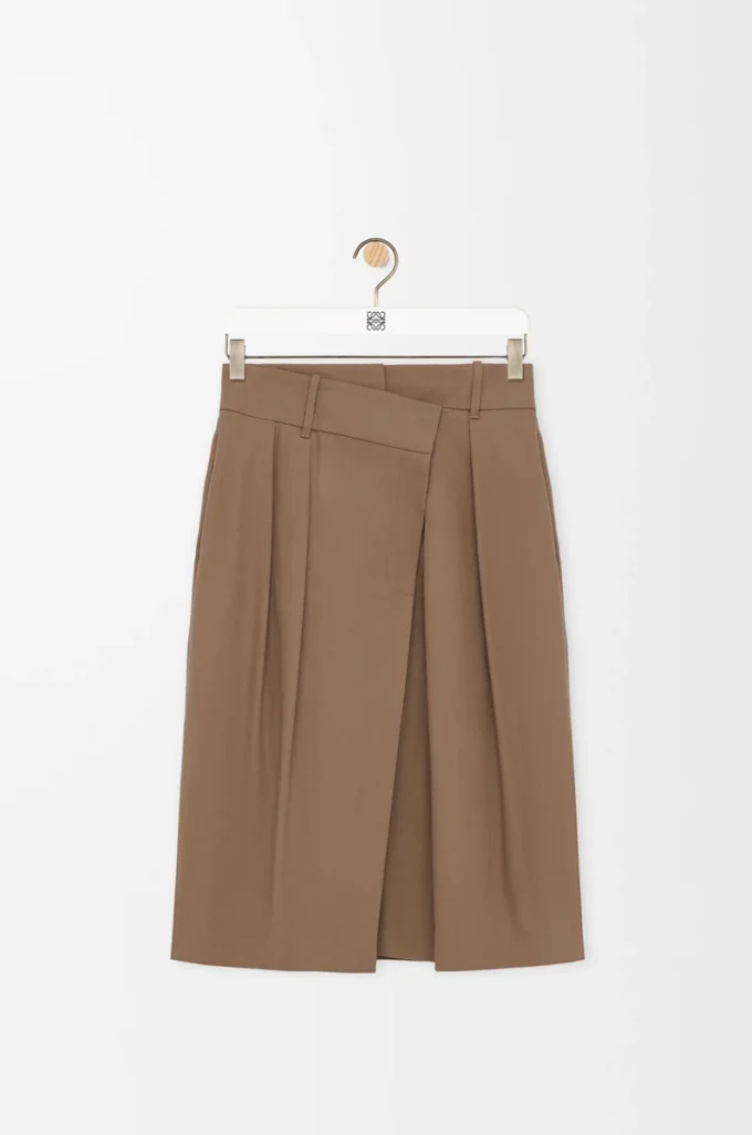 Jupe portefeuille en coton Beige
