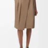Jupe portefeuille en coton Beige