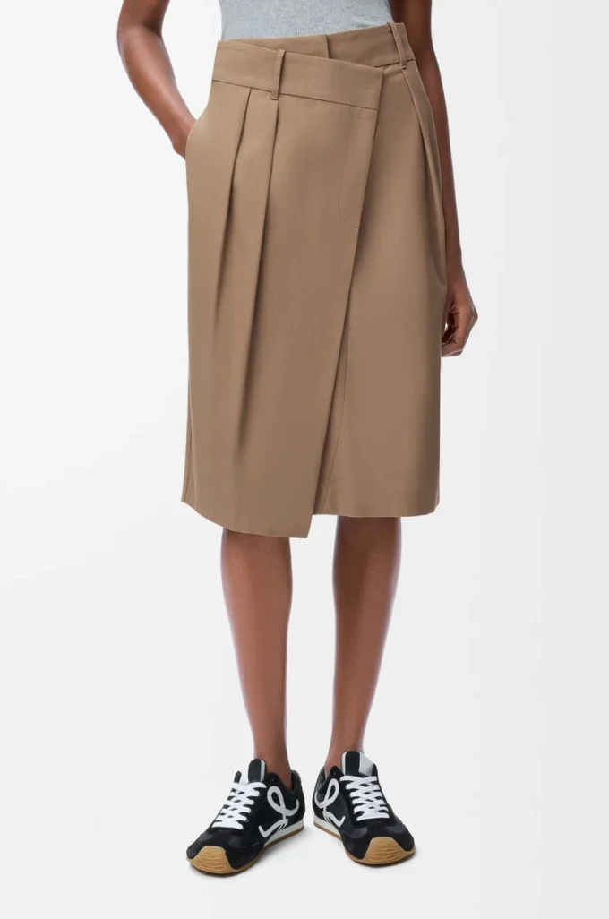 Jupe portefeuille en coton Beige
