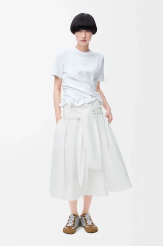Jupe portefeuille en coton Blanc
