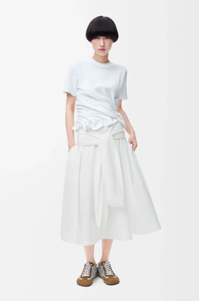 Jupe portefeuille en coton Blanc