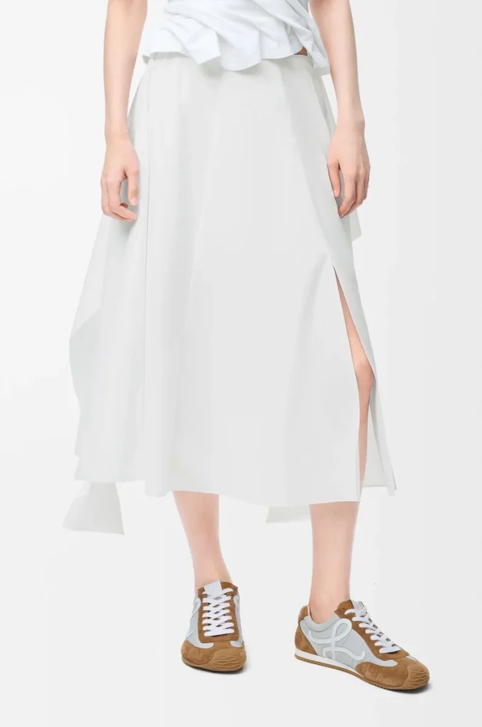 Jupe portefeuille en coton Blanc