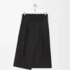 Jupe portefeuille en coton et soie Noir