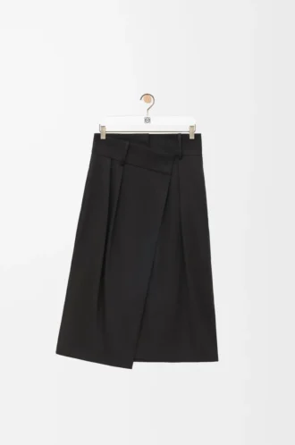 Jupe portefeuille en coton et soie Noir