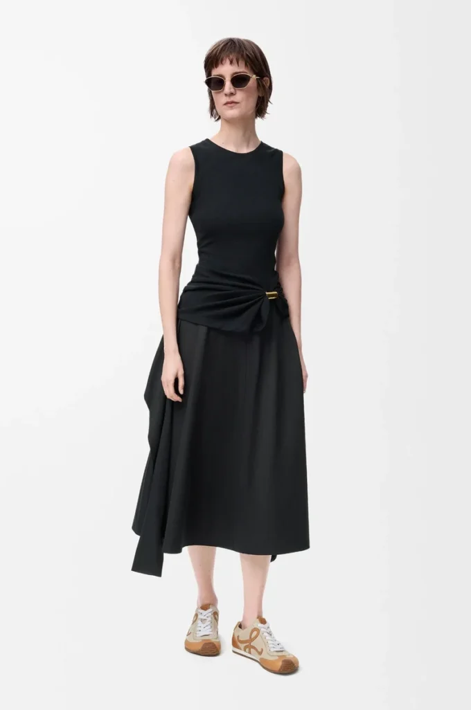 Jupe portefeuille en coton Noir