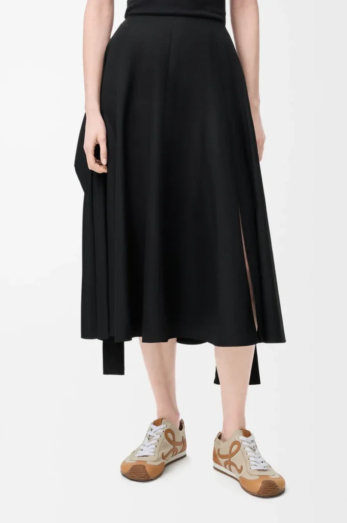 Jupe portefeuille en coton Noir