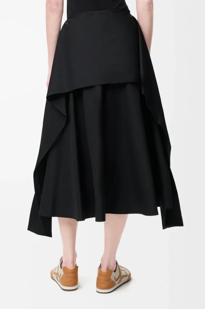 Jupe portefeuille en coton Noir