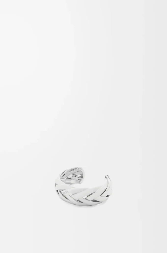 Large manchette tressée en argent sterling Argent