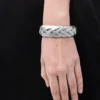 Large manchette tressée en argent sterling Argent