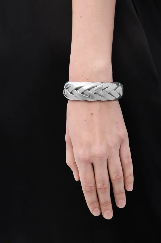 Large manchette tressée en argent sterling Argent
