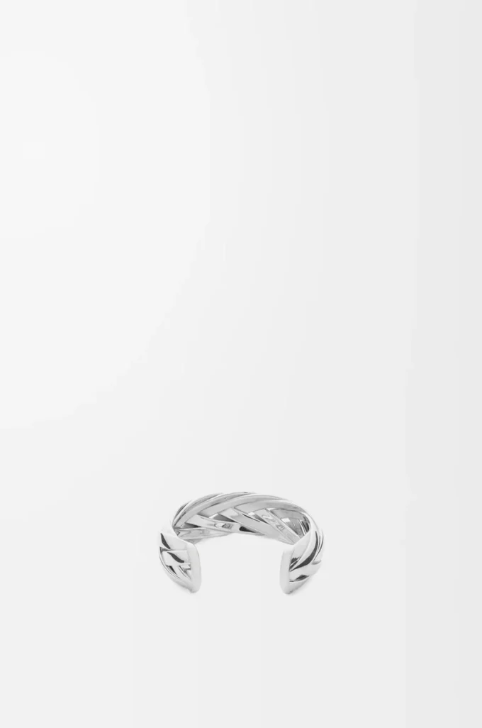 Large manchette tressée en argent sterling Argent