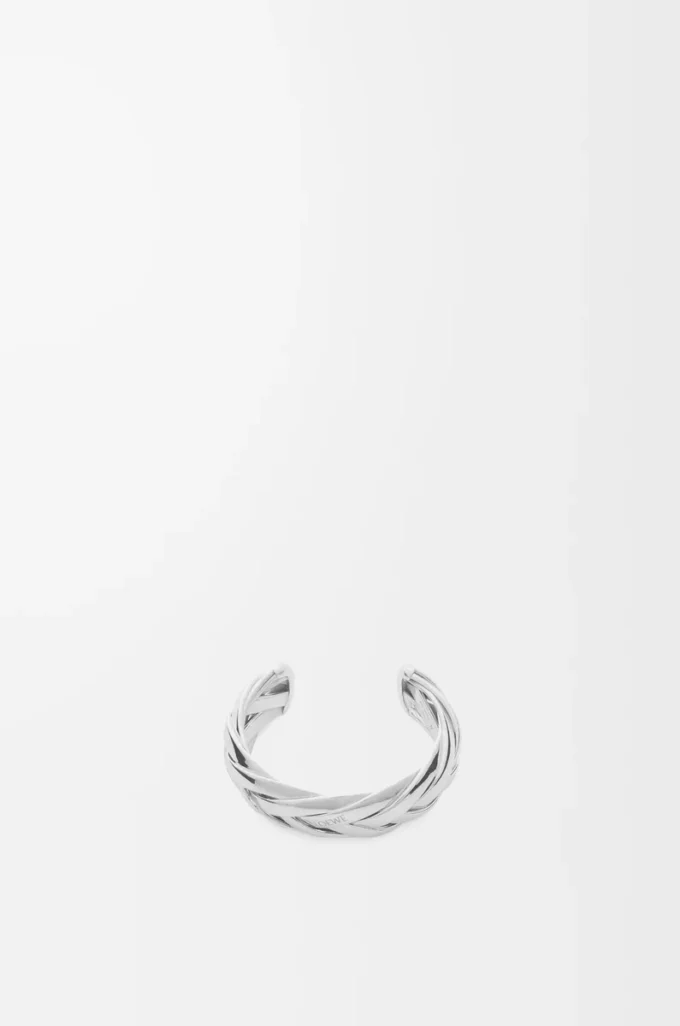 Large manchette tressée en argent sterling Argent