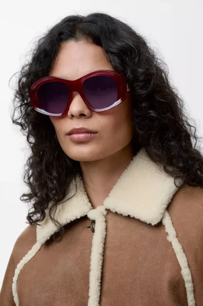 Lunettes de soleil Beveled Pentagon Milky Burgundy Lunettes de soleil Beveled Pentagon Milky Burgundy