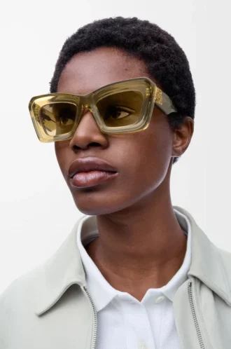 Lunettes de soleil Cateye biseautées Transparent Olive