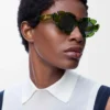 Lunettes de soleil en forme de fleur vert cactus