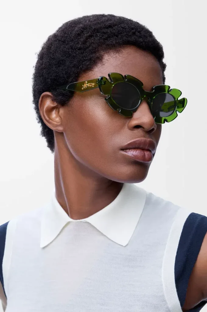 Lunettes de soleil en forme de fleur vert cactus