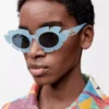 Lunettes de soleil Flower Bleu clair