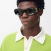 Lunettes de soleil Maxi Anagram ovales biseautées Noir