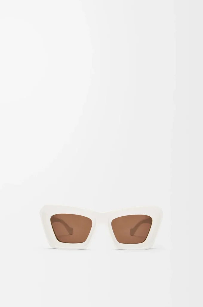 Lunettes de soleil œil-de-chat biseautées Blanc/Ivoire