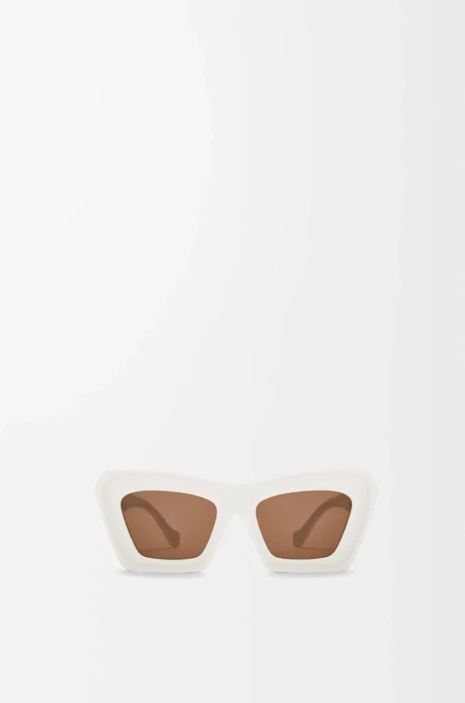 Lunettes de soleil œil-de-chat biseautées Blanc/Ivoire