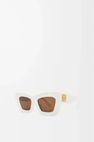 Lunettes de soleil œil-de-chat biseautées Blanc/Ivoire