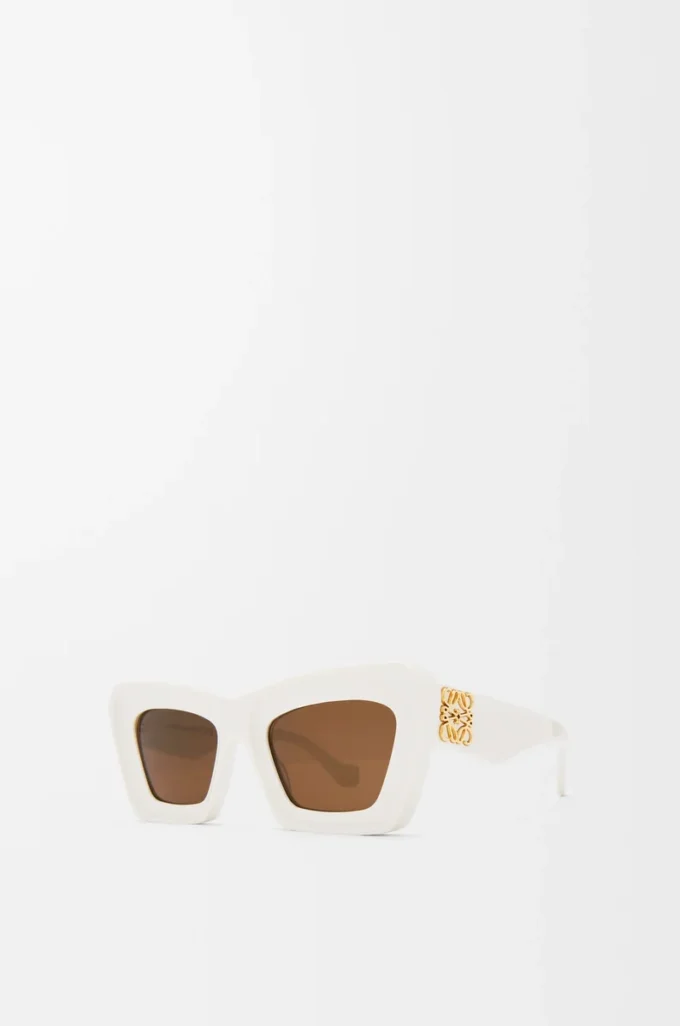 Lunettes de soleil œil-de-chat biseautées Blanc/Ivoire
