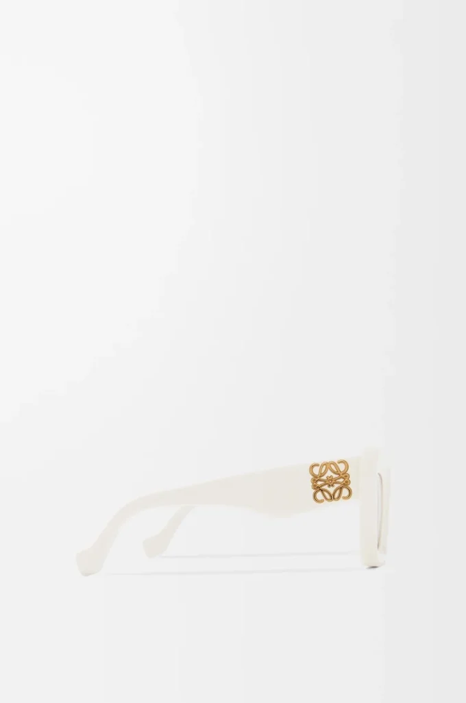 Lunettes de soleil œil-de-chat biseautées Blanc/Ivoire