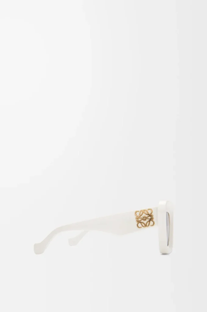 Lunettes de soleil œil-de-chat biseautées Blanc/Ivoire