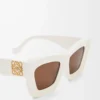 Lunettes de soleil œil-de-chat biseautées Blanc/Ivoire