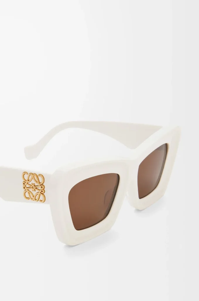 Lunettes de soleil œil-de-chat biseautées Blanc/Ivoire