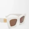 Lunettes de soleil œil-de-chat biseautées Blanc/Ivoire