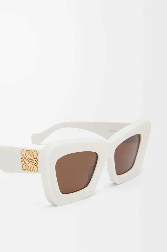 Lunettes de soleil œil-de-chat biseautées Blanc/Ivoire