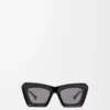 Lunettes de soleil œil-de-chat biseautées Noir