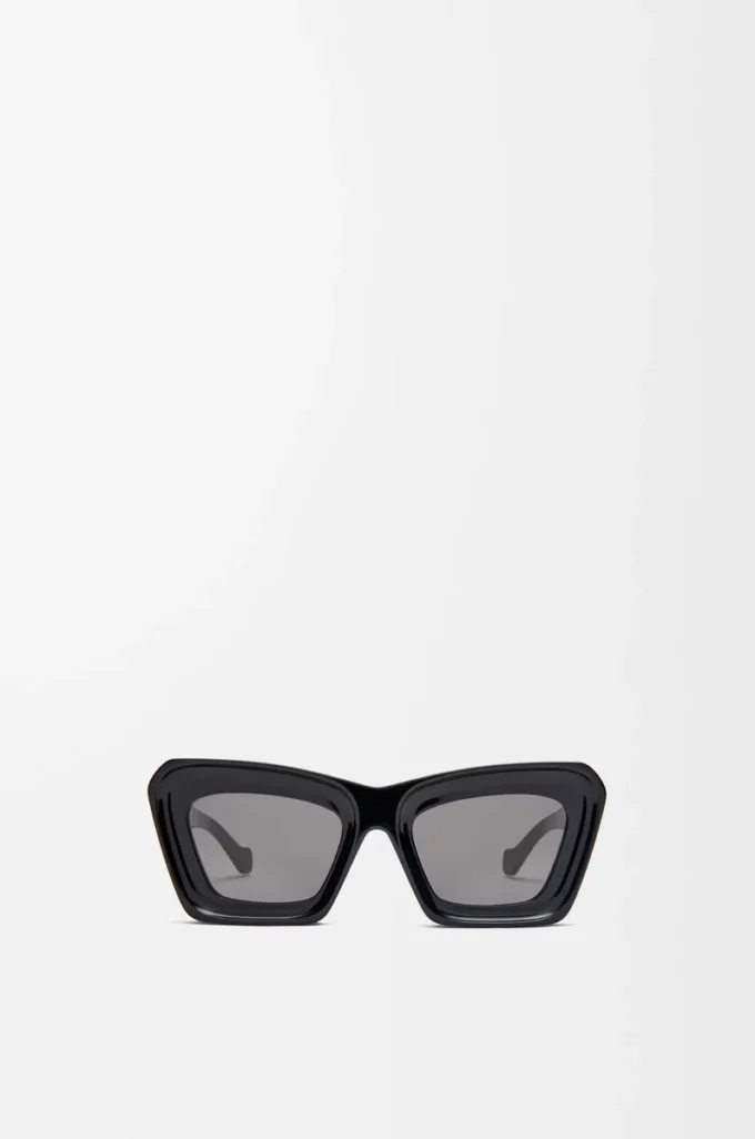 Lunettes de soleil œil-de-chat biseautées Noir